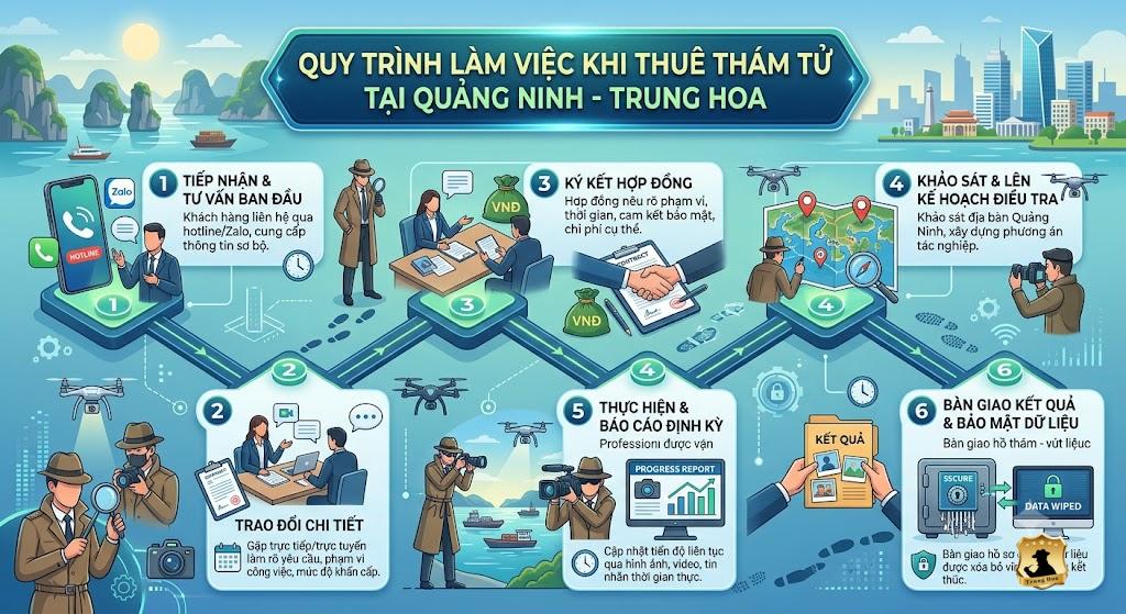 Quy trình làm việc dịch vụ thám tử Quảng Ninh